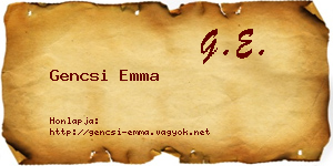 Gencsi Emma névjegykártya